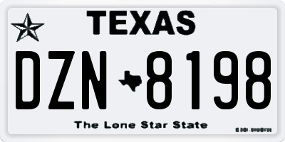 TX license plate DZN8198