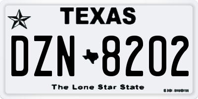 TX license plate DZN8202