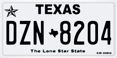 TX license plate DZN8204