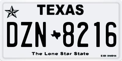 TX license plate DZN8216