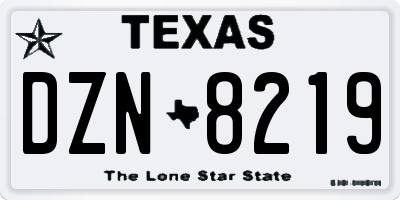 TX license plate DZN8219