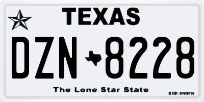 TX license plate DZN8228