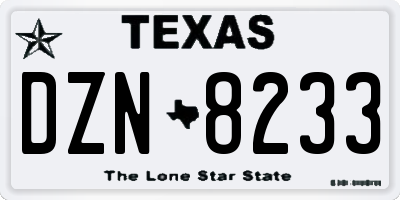 TX license plate DZN8233