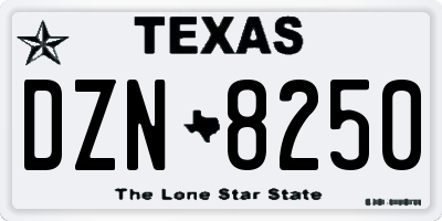 TX license plate DZN8250