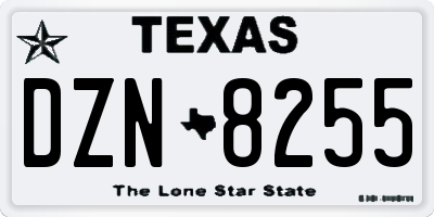 TX license plate DZN8255