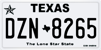 TX license plate DZN8265