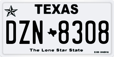 TX license plate DZN8308