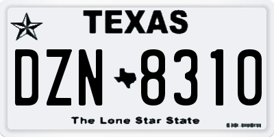 TX license plate DZN8310