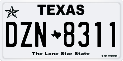 TX license plate DZN8311