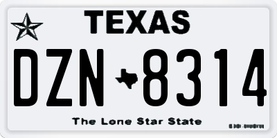 TX license plate DZN8314