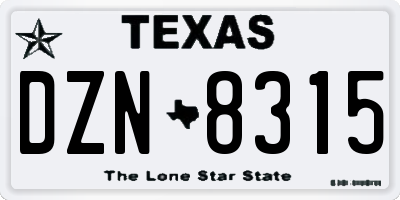 TX license plate DZN8315