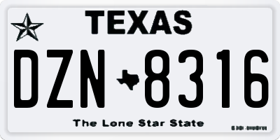 TX license plate DZN8316