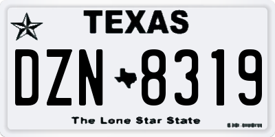 TX license plate DZN8319
