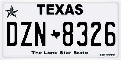 TX license plate DZN8326
