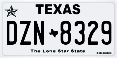 TX license plate DZN8329