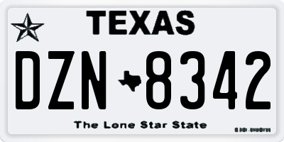 TX license plate DZN8342