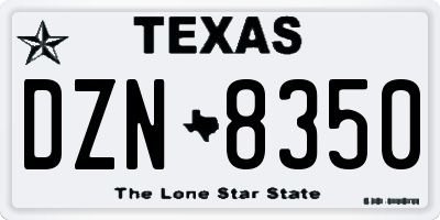 TX license plate DZN8350