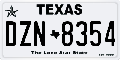 TX license plate DZN8354