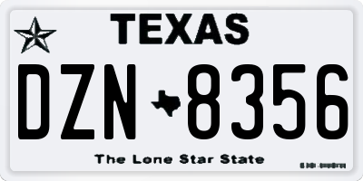 TX license plate DZN8356