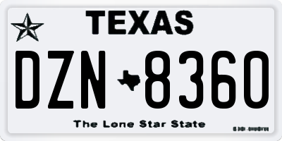 TX license plate DZN8360