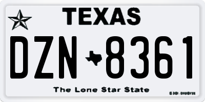 TX license plate DZN8361