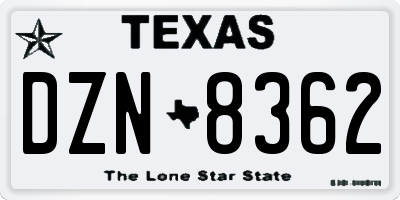 TX license plate DZN8362
