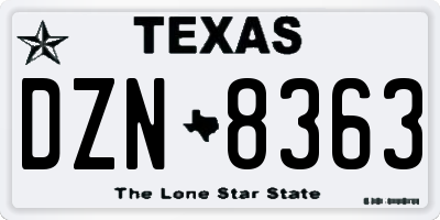 TX license plate DZN8363