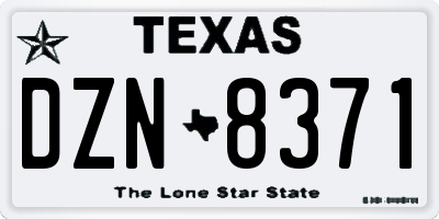 TX license plate DZN8371