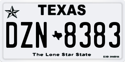 TX license plate DZN8383