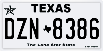 TX license plate DZN8386