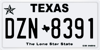 TX license plate DZN8391