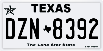 TX license plate DZN8392