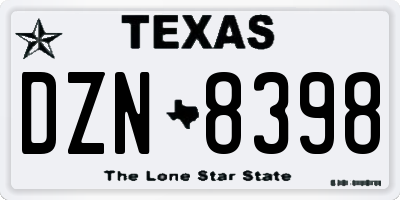 TX license plate DZN8398