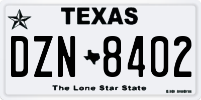 TX license plate DZN8402