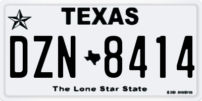 TX license plate DZN8414