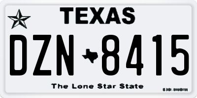 TX license plate DZN8415