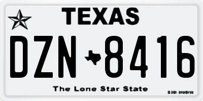 TX license plate DZN8416