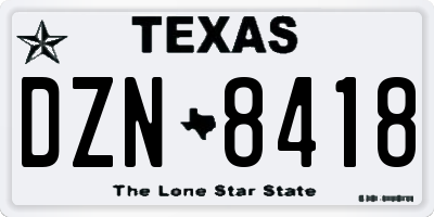 TX license plate DZN8418