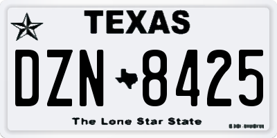 TX license plate DZN8425