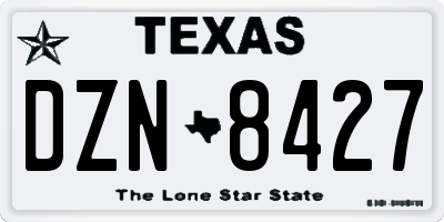 TX license plate DZN8427
