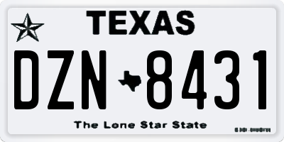 TX license plate DZN8431