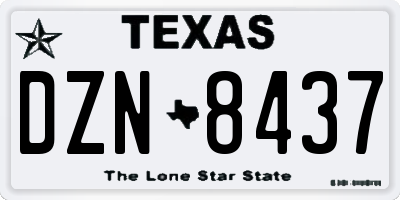 TX license plate DZN8437