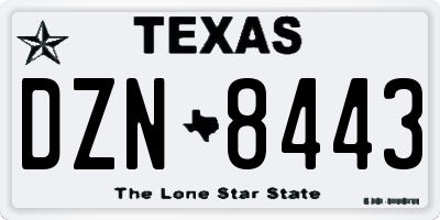 TX license plate DZN8443
