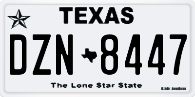 TX license plate DZN8447