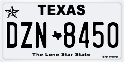 TX license plate DZN8450