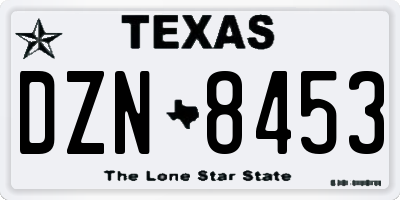 TX license plate DZN8453