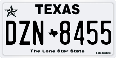 TX license plate DZN8455