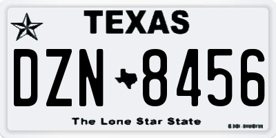 TX license plate DZN8456