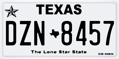 TX license plate DZN8457