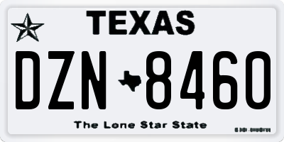 TX license plate DZN8460